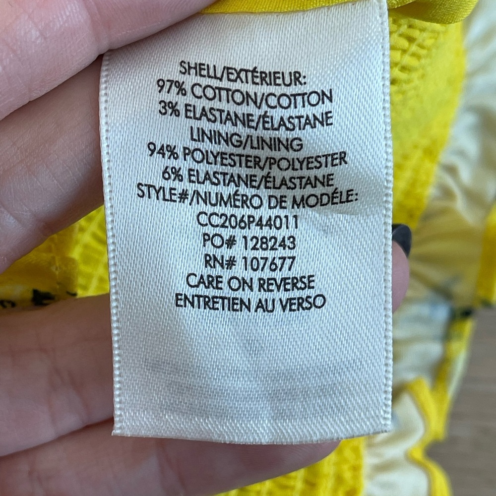 New Alice + Olivia Shanae Floral Ruffle Crop Top Womens Yellow - Picture 9 of 11